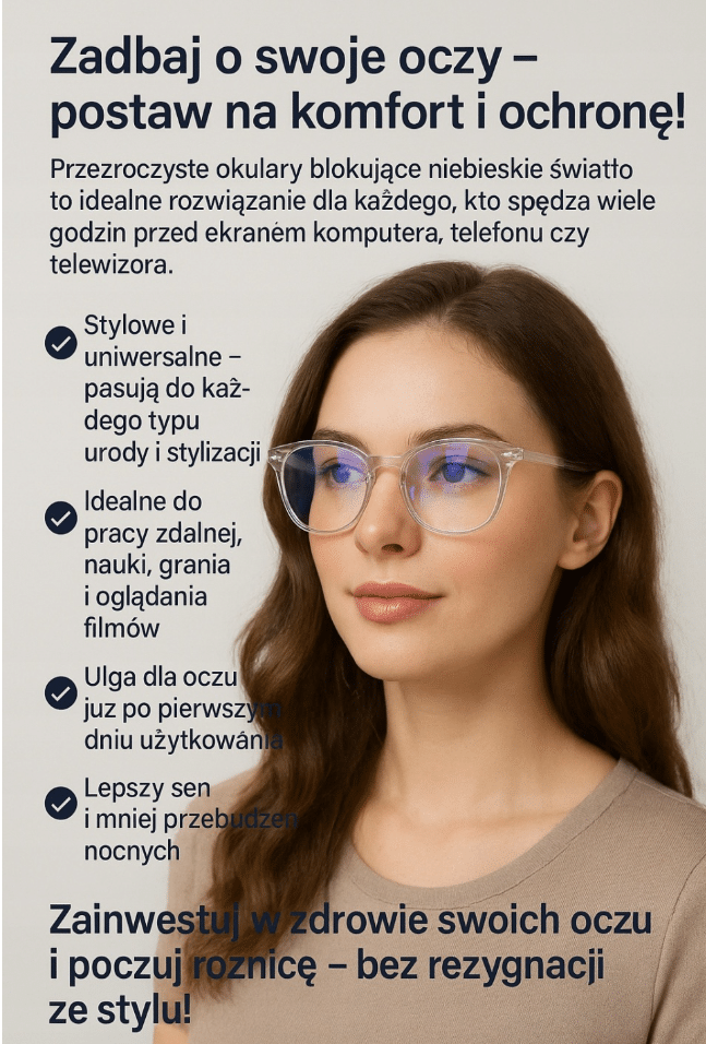 Okulary blokujące niebieskie światło — komfort i ochrona
